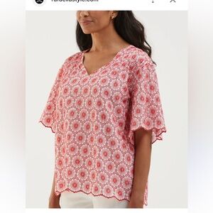 Ella Rafaella Womens Size XLarge Daisy Embroidered Blouse